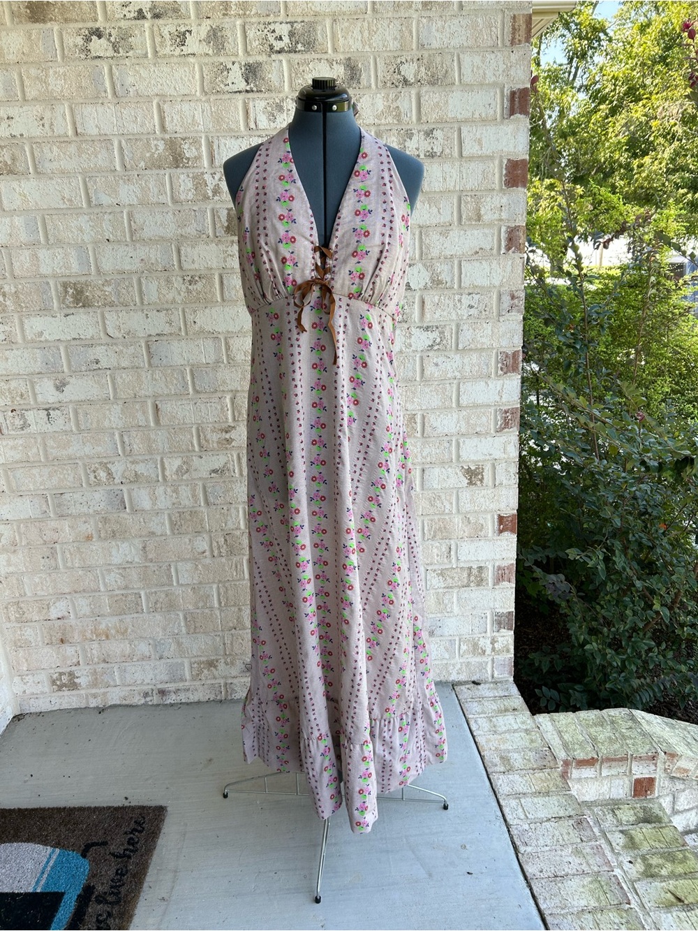 70s prairie halter maxi dress